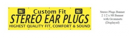 Big Ear Horizontal Banner - 2.5' x 9' (text) Custom Fit Stereo Earplugs