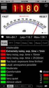 Marching Band Sound level meter readings